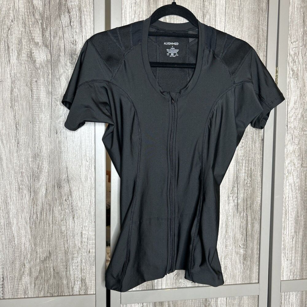 Alignmed Posture Top Shirt Full Zip Short Sleeves Black color